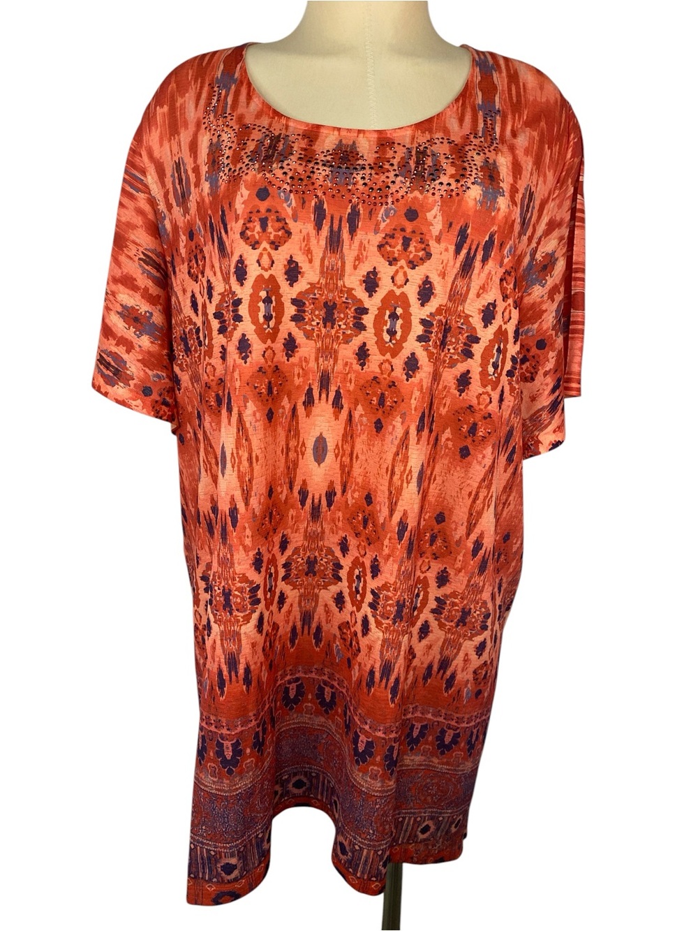 Catherine’s Orange Printed Short Sleeve Top Women’s Size 1X
